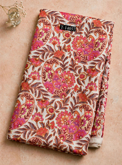 Wholesale T-14057 Paisley Prints On Chanderi Butta Fabric - CHANDERI BUTTA | The Wardrobe Fabrics