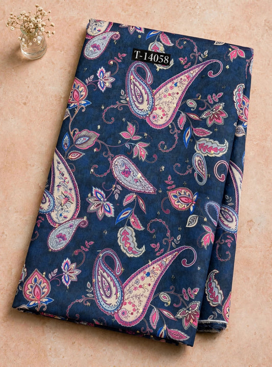 Wholesale T-14058 Paisley Prints On Chanderi Butta Fabric - CHANDERI BUTTA | The Wardrobe Fabrics
