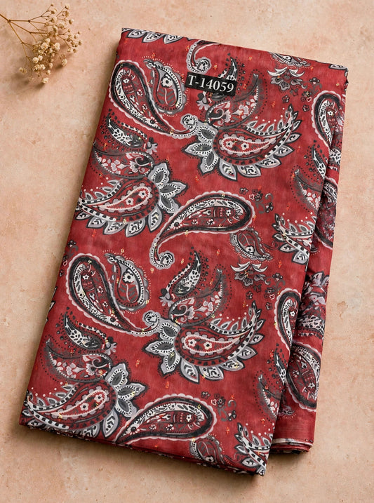 Wholesale T-14059 Paisley Prints On Chanderi Butta Fabric - CHANDERI BUTTA | The Wardrobe Fabrics