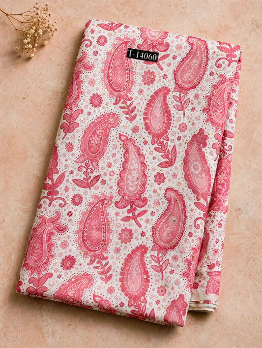 Wholesale T-14060 Paisley Prints On Chanderi Butta Fabric - CHANDERI BUTTA | The Wardrobe Fabrics