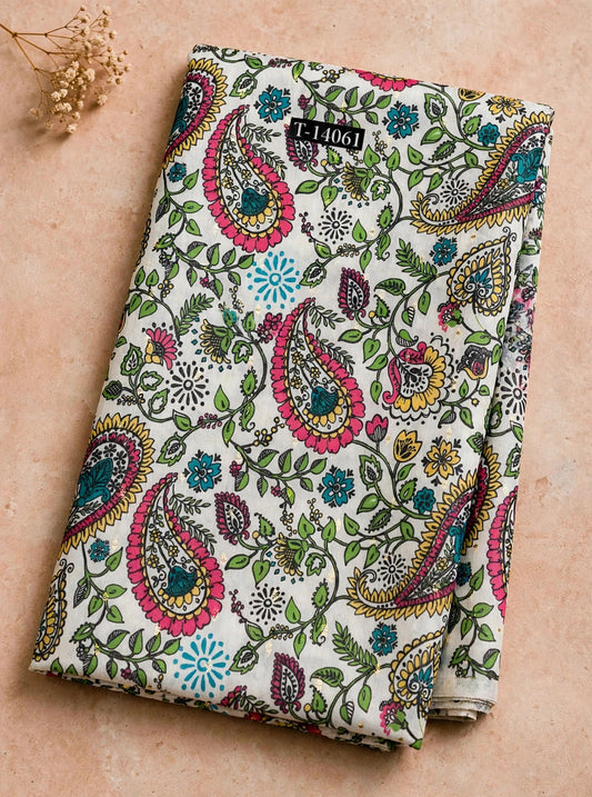 Wholesale T-14061 Paisley Prints On Chanderi Butta Fabric - CHANDERI BUTTA | The Wardrobe Fabrics