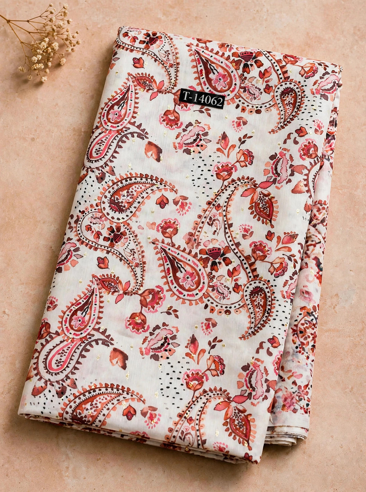 Wholesale T-14062 Paisley Prints On Chanderi Butta Fabric - CHANDERI BUTTA | The Wardrobe Fabrics