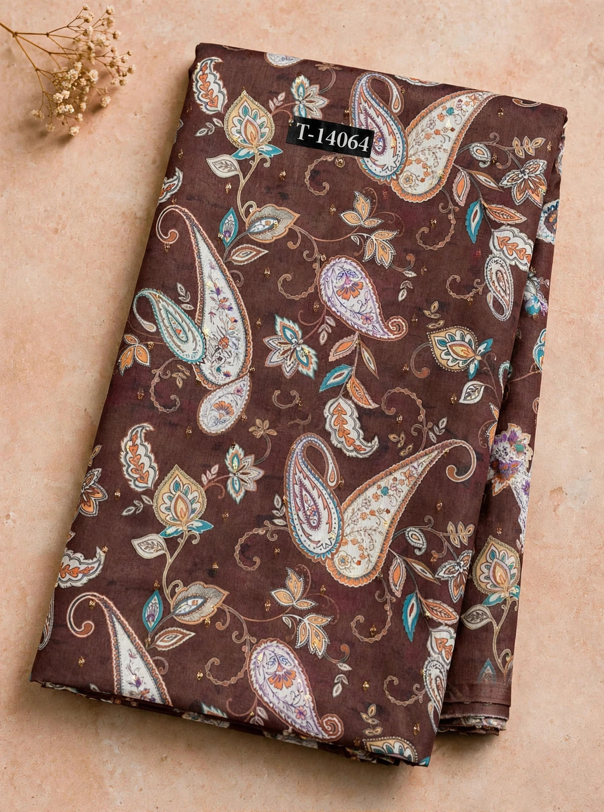 Wholesale T-14064 Paisley Prints On Chanderi Butta Fabric - CHANDERI BUTTA | The Wardrobe Fabrics