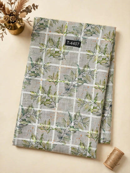 Wholesale T-4407 Linen Checks Floral Print - LINEN | The Wardrobe Fabrics