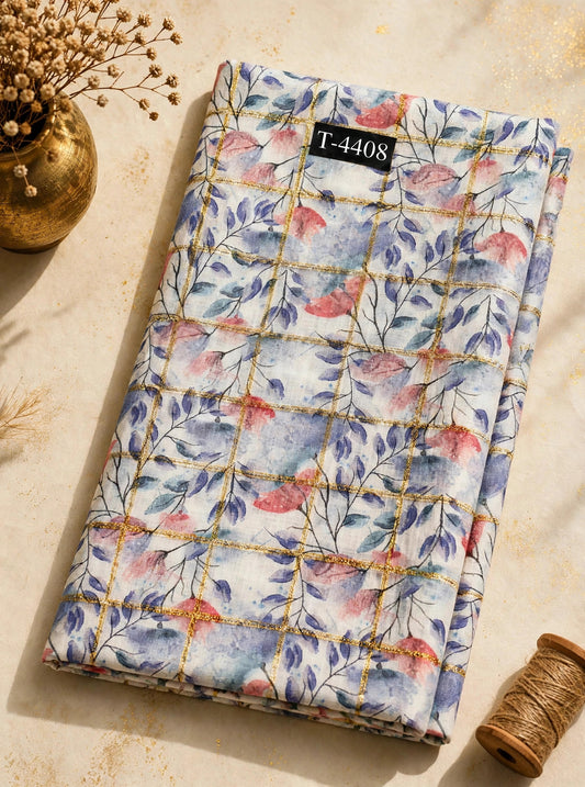 Wholesale T-4408 Linen Checks Floral Print - LINEN | The Wardrobe Fabrics