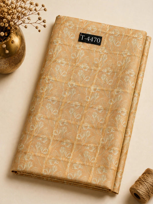 Wholesale T-4470 Silky Print On Linen Checks With Jari - LINEN | The Wardrobe Fabrics