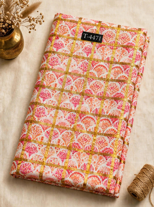 Wholesale T-4471 Silky Print On Linen Checks With Jari - LINEN | The Wardrobe Fabrics