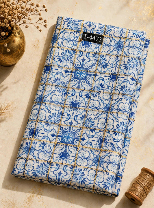 Wholesale T-4473 Silky Print On Linen Checks With Jari - LINEN | The Wardrobe Fabrics