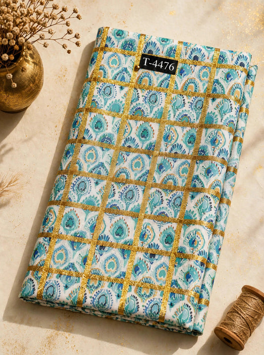 Wholesale T-4476 Silky Print On Linen Checks With Jari - LINEN | The Wardrobe Fabrics