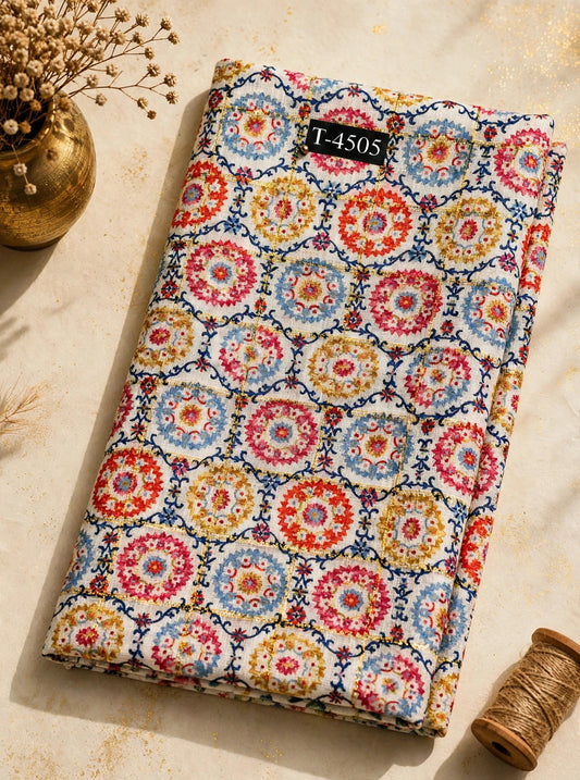 Wholesale T-4505 Silky Print On Linen Checks With Jari - LINEN | The Wardrobe Fabrics