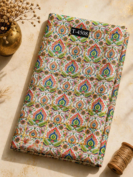 Wholesale T-4508 Silky Print On Linen Checks With Jari - LINEN | The Wardrobe Fabrics