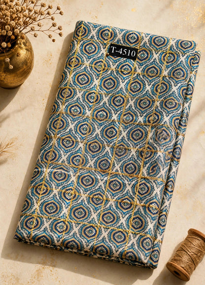 Wholesale T-4510 Silky Print On Linen Checks With Jari - LINEN | The Wardrobe Fabrics