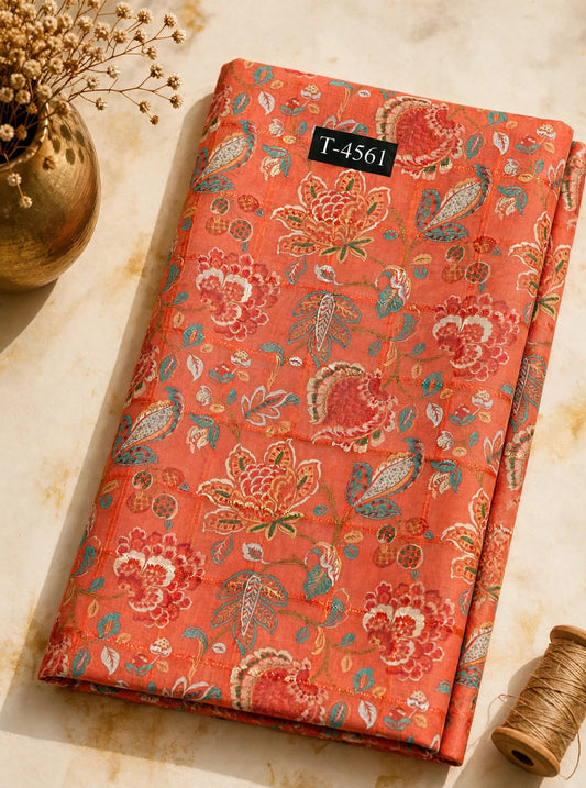 Wholesale T-4561 Silky Print On Linen Checks With Jari - LINEN | The Wardrobe Fabrics
