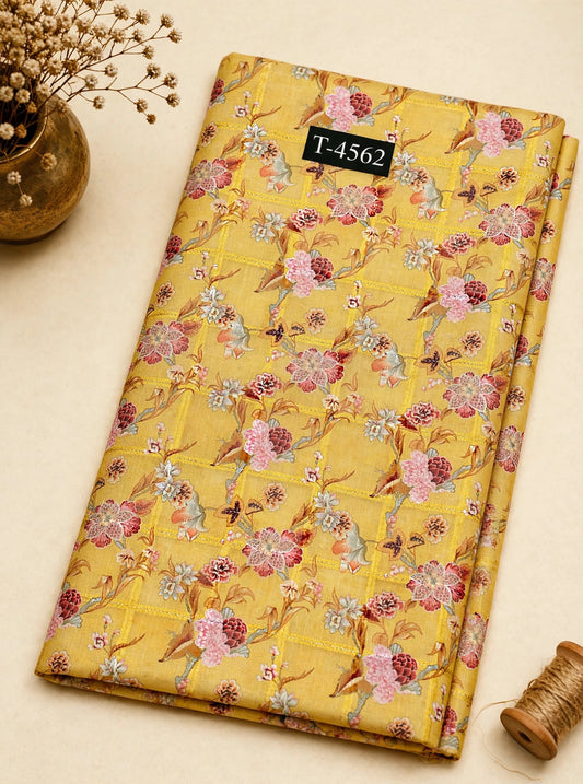 Wholesale T-4562 Silky Print On Linen Checks With Jari - LINEN | The Wardrobe Fabrics