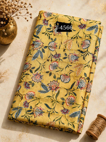 Wholesale T-4566 Silky Print On Linen Checks With Jari - LINEN | The Wardrobe Fabrics
