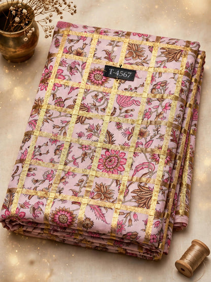 Wholesale T-4567 Silky Print On Linen Checks With Jari - LINEN | The Wardrobe Fabrics