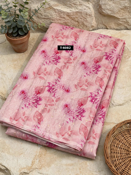 Wholesale T-6082 Floral Print On Chanderi Jari Butti - CHANDERI | The Wardrobe Fabrics