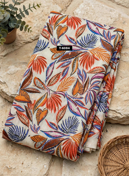 Wholesale T-6084 Floral Print On Chanderi Jari Butti - CHANDERI | The Wardrobe Fabrics