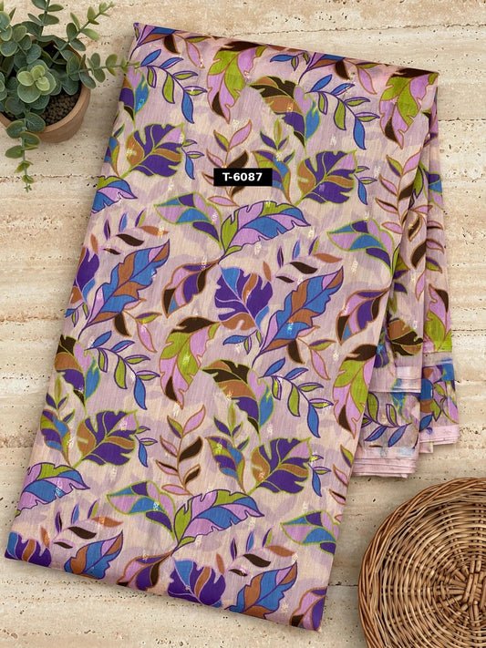 Wholesale T-6087 Floral Print On Chanderi Jari Butti - CHANDERI | The Wardrobe Fabrics