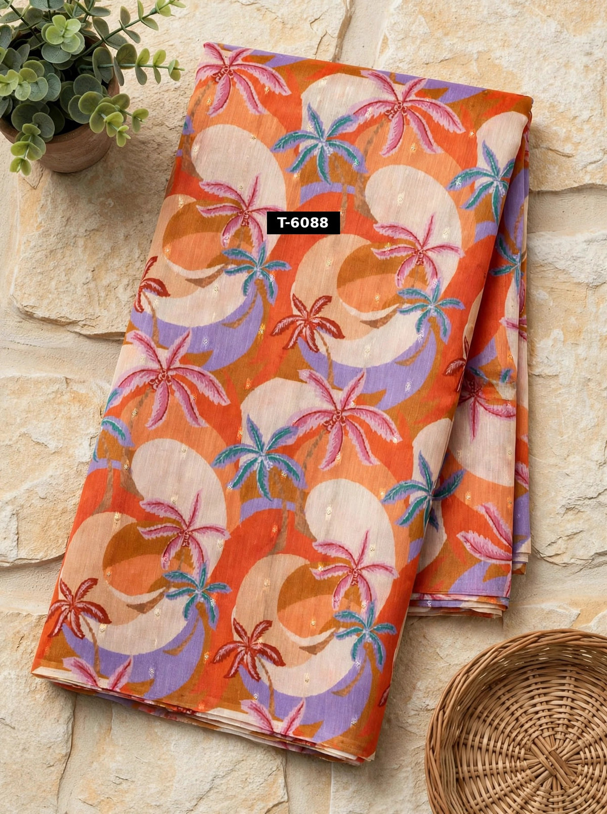 Wholesale T-6088 Floral Print On Chanderi Jari Butti - CHANDERI | The Wardrobe Fabrics