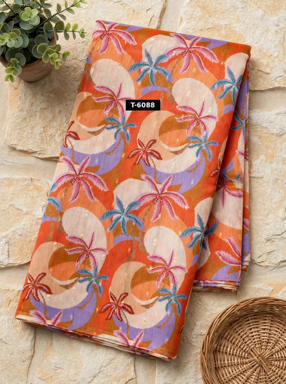 Wholesale T-6088 Floral Print On Chanderi Jari Butti - CHANDERI | The Wardrobe Fabrics