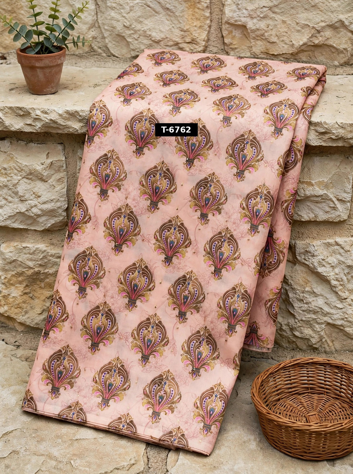Wholesale T-6762 Chanderi Jacquard Butti Prints - CHANDERI | The Wardrobe Fabrics