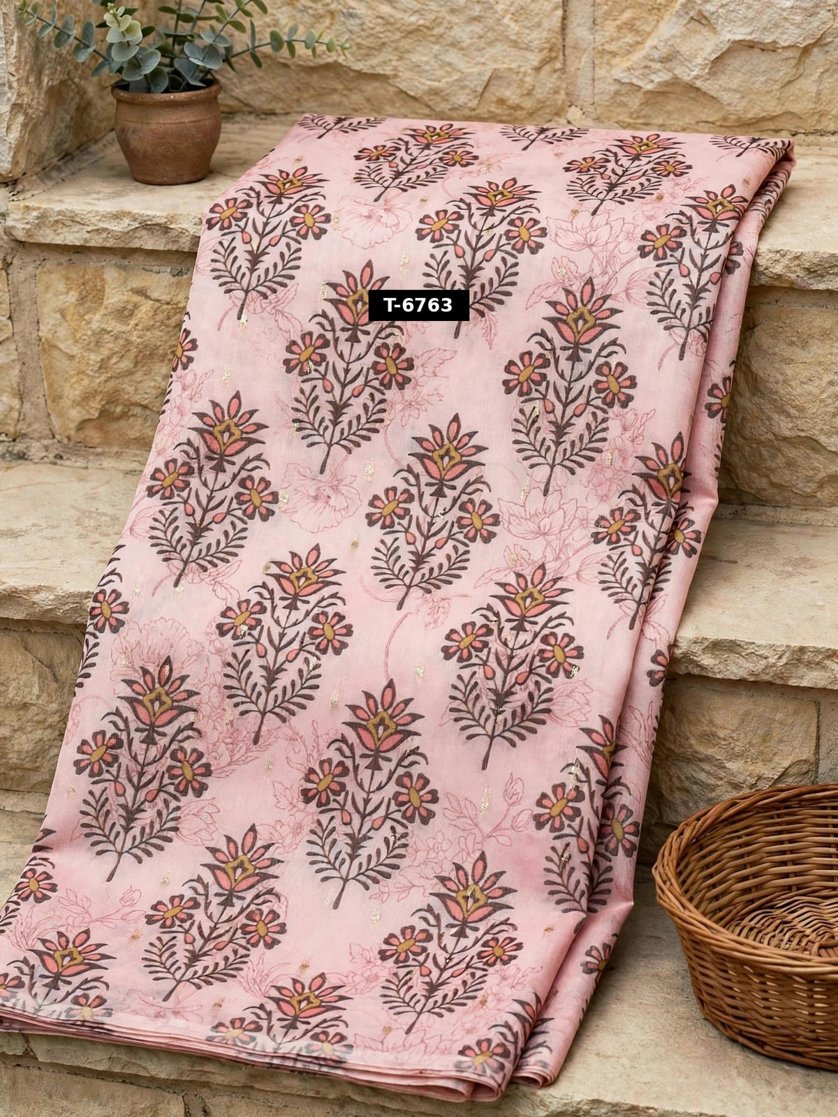 Wholesale T-6763 Chanderi Jacquard Butti Prints - CHANDERI | The Wardrobe Fabrics