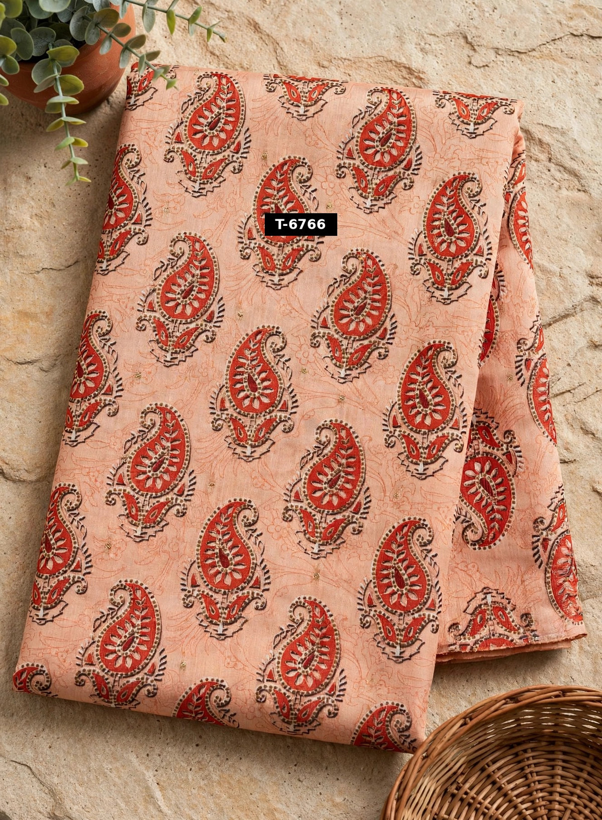 Wholesale T-6766 Chanderi Jacquard Butti Prints - CHANDERI | The Wardrobe Fabrics