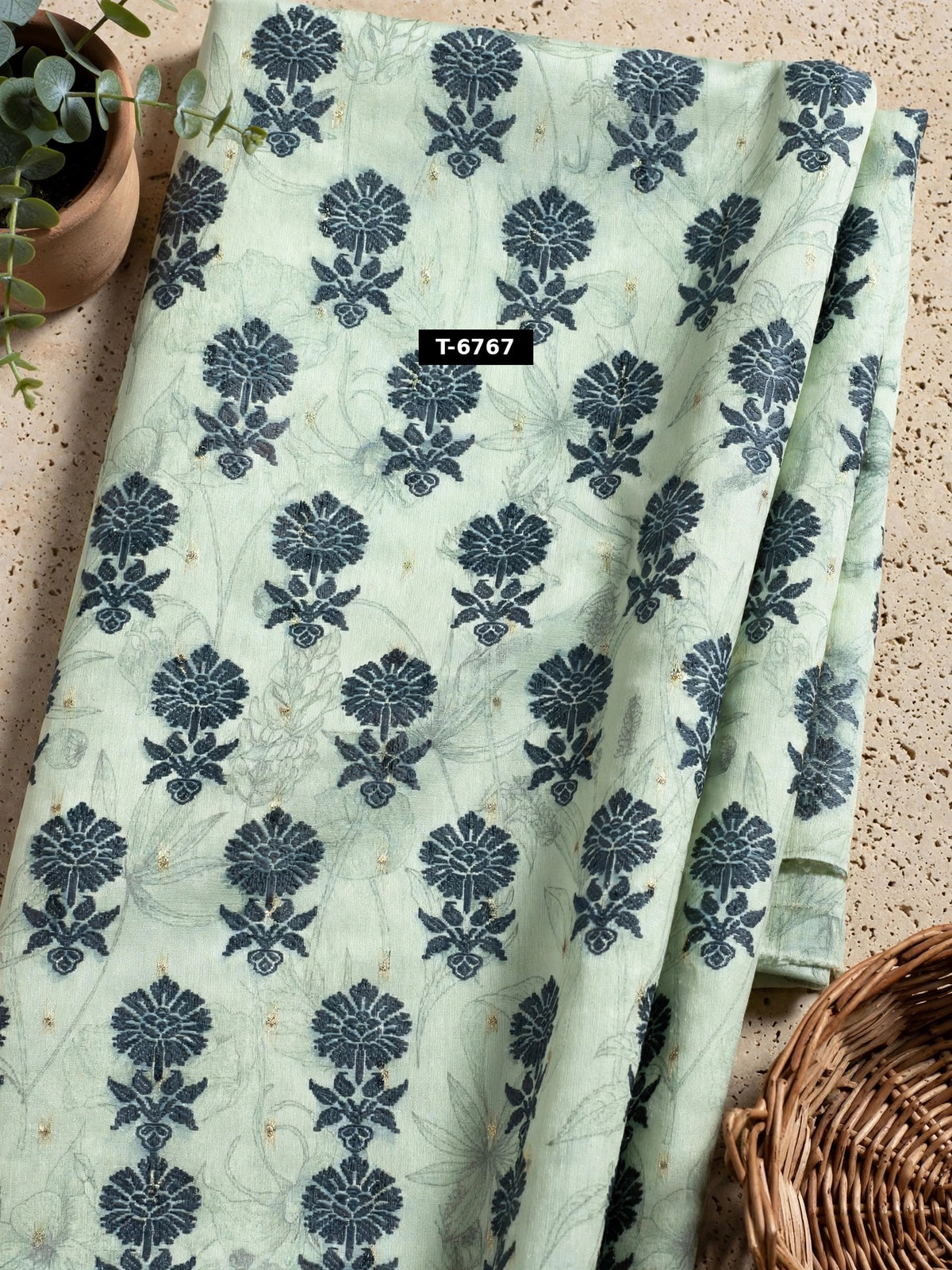 Wholesale T-6767 Chanderi Jacquard Butti Prints - CHANDERI | The Wardrobe Fabrics