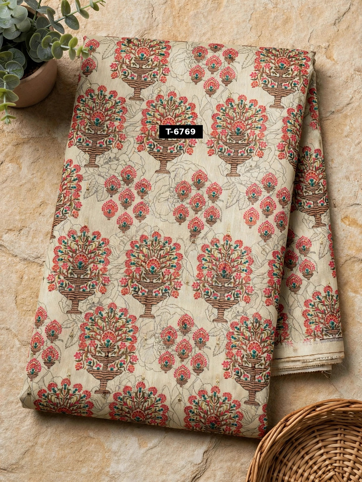 Wholesale T-6769 Chanderi Jacquard Butti Prints - CHANDERI | The Wardrobe Fabrics