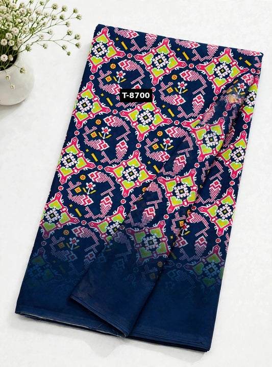Wholesale T-8700 PATOLA PRINTS WITH BORDER ON CHIFFON - CHIFFON | The Wardrobe Fabrics