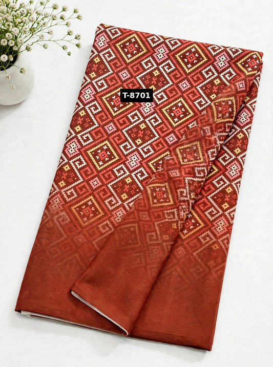 Wholesale T-8701 PATOLA PRINTS WITH BORDER ON CHIFFON - CHIFFON | The Wardrobe Fabrics