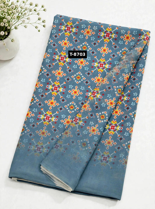 Wholesale T-8703 PATOLA PRINTS WITH BORDER ON CHIFFON - CHIFFON | The Wardrobe Fabrics