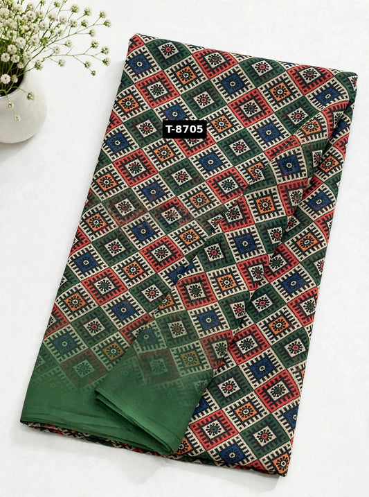 Wholesale T-8705 PATOLA PRINTS WITH BORDER ON CHIFFON - CHIFFON | The Wardrobe Fabrics