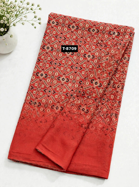 Wholesale T-8709 PATOLA PRINTS WITH BORDER ON CHIFFON - CHIFFON | The Wardrobe Fabrics