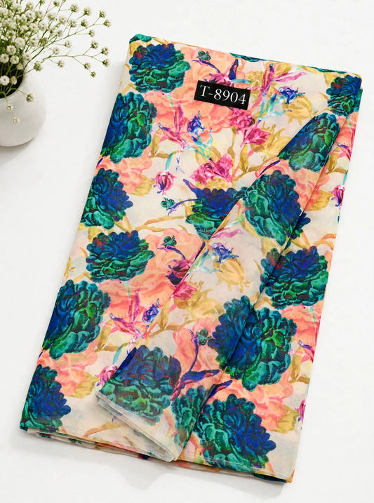 Wholesale T-8904 Blossom Prints On Chiffon - CHIFFON | The Wardrobe Fabrics