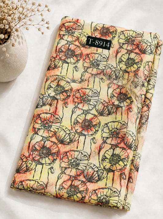 Wholesale T-8914 Blossom Prints On Chiffon - CHIFFON | The Wardrobe Fabrics