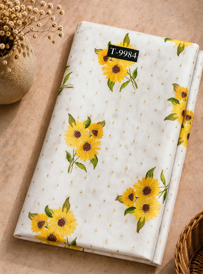 Wholesale T-9984 PASTEL FLORAL PRINTS ON CHANDERI JACQUARD FABRIC - CHANDERI BUTTI | The Wardrobe Fabrics
