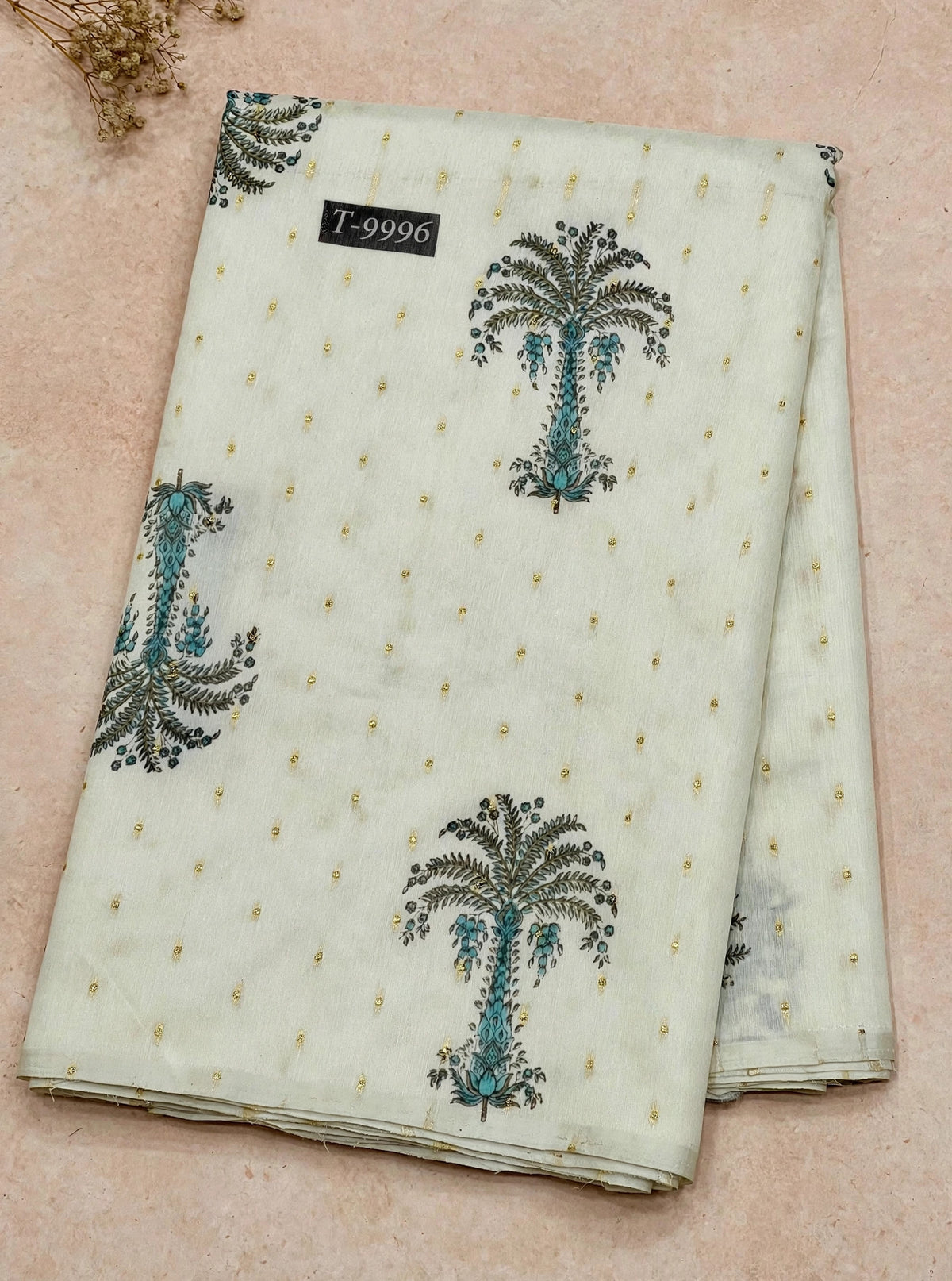 Wholesale T-9996 PASTEL FLORAL PRINTS ON CHANDERI JACQUARD FABRIC - CHANDERI BUTTI | The Wardrobe Fabrics