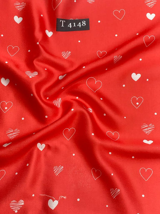 HEART PRINT ON MODAL SATIN
