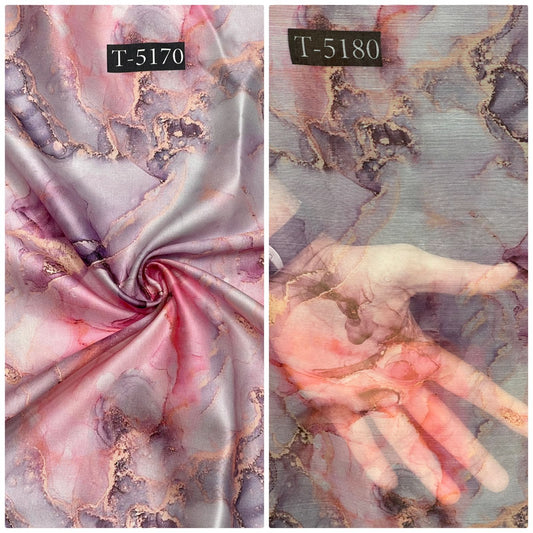 Combo Print - Modal Satin + Organza