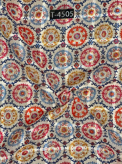 Wholesale Silky Print On Linen Checks With Jari | The Wardrobe Fabrics
