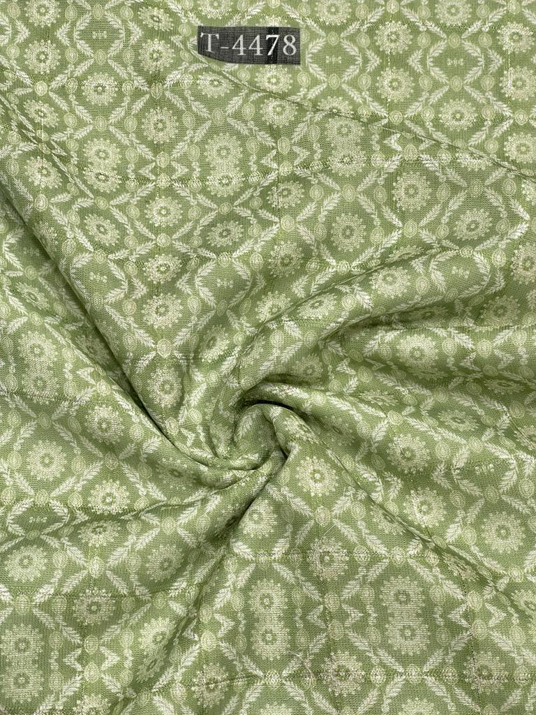 Silky Print On Linen Checks With Jari