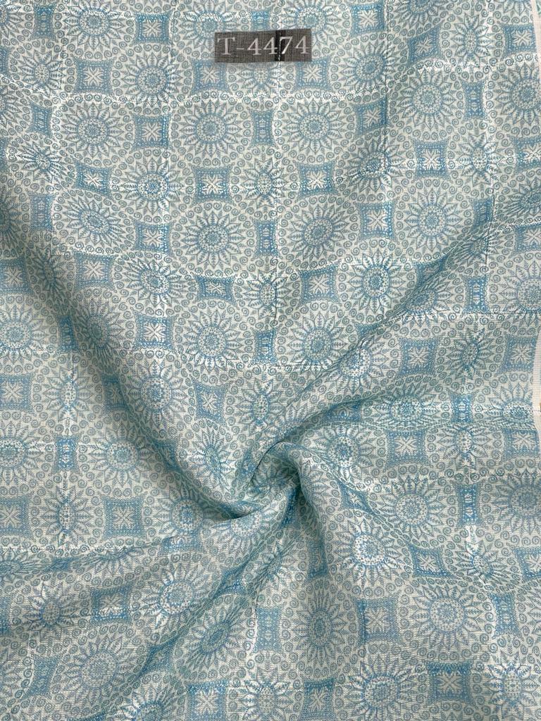 Silky Print On Linen Checks With Jari