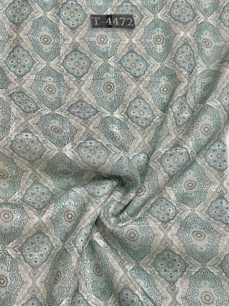 Silky Print On Linen Checks With Jari