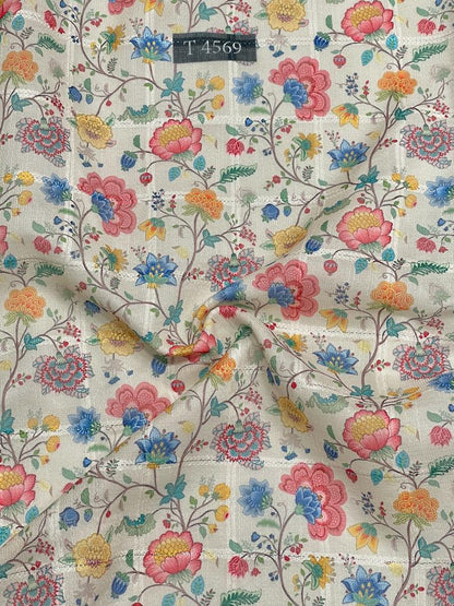 Wholesale Silky Print On Linen Checks With Jari | The Wardrobe Fabrics