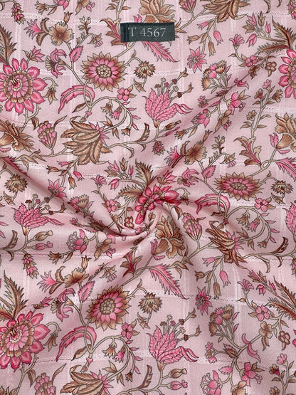 Wholesale Silky Print On Linen Checks With Jari | The Wardrobe Fabrics