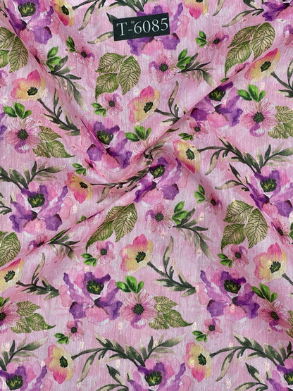 Wholesale Floral Print On Chanderi Jari Butti | The Wardrobe Fabrics