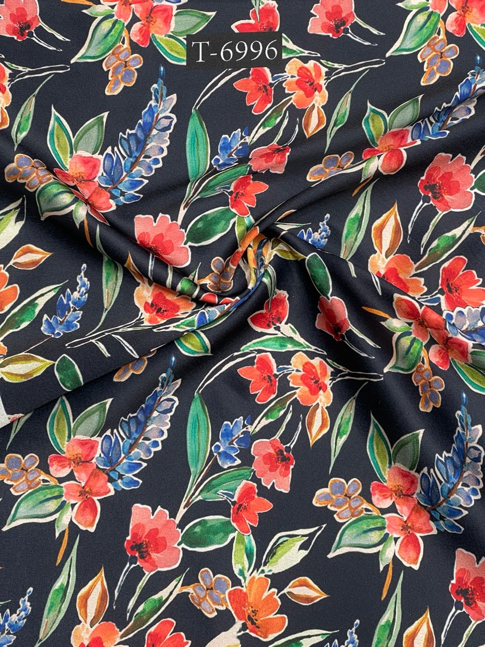 ABSTRSCTS FLORALS PRINT ON JAPAN SATIN