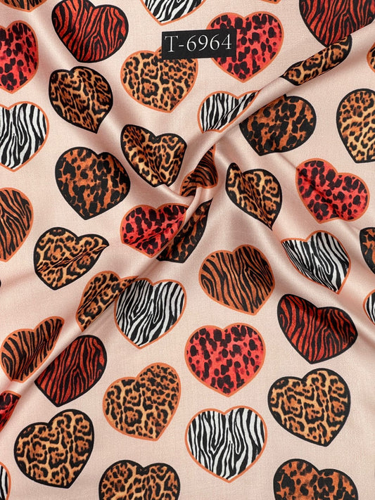 Beautiful Heart Print On Satin